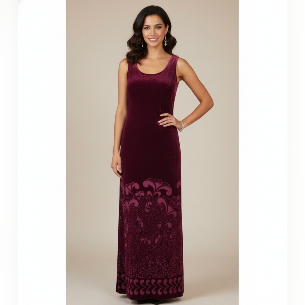 J‎ PETERMAN vintage full length velvet sleeveless sheath Dress Size 6
